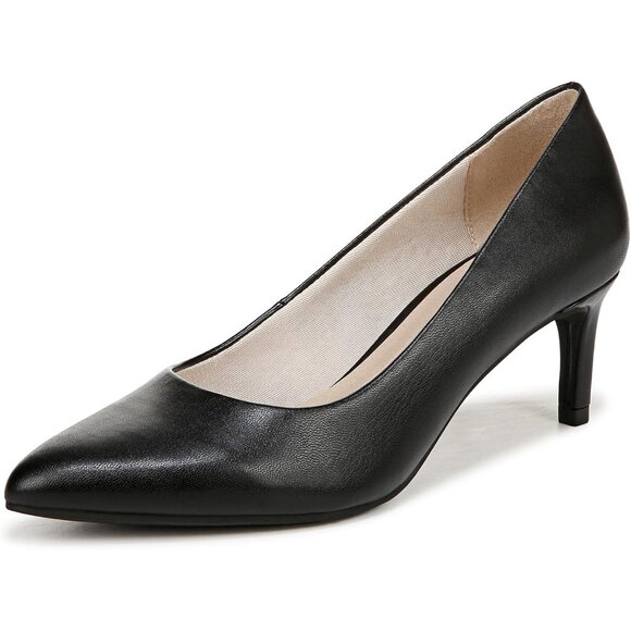 LifeStride Womens Black Polyurethane (PU) Alexis Closed Pointed Toe Pumps Heels - Picture 1 of 9